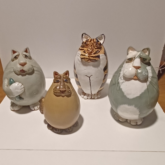 EUC Vintage 1997 Set of 4 Fat Cat Figurines by Enesco Vicki Thomas Collection - Picture 2 of 11